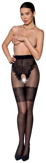 Passion punčochy s otvorem v rozkroku Mademoiselle, XL