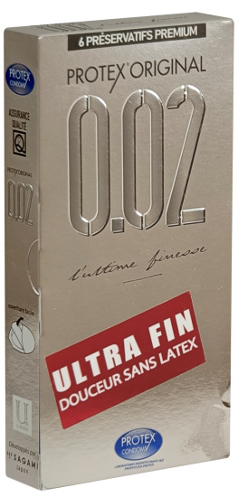 Protex Single: Original 0.02 Ultime Finesse, 6 latex free condoms
