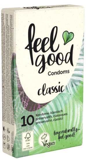 feelgood «classic» classic transparent, vegan condoms 10 pcs