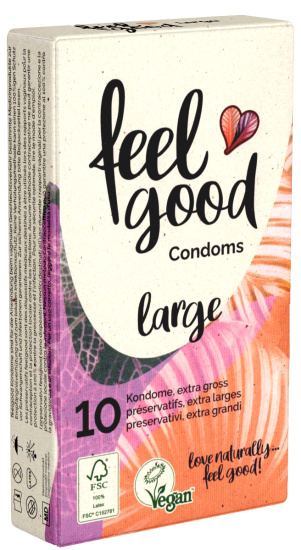 feelgood «large» extra large condoms, vegan, natural rubber latex 10 pcs