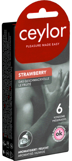 Ceylor Single: Strawberry, fruity condoms 6 pcs