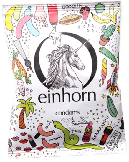 Einhorn Condoms: Penisgegenstände, 7 condoms in the chips bag