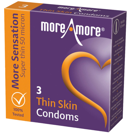 More Amore Single: Thin Skin, 3 silky soft condoms
