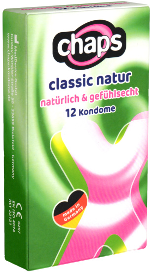 Chaps Single: Classic Natur, 12 condoms