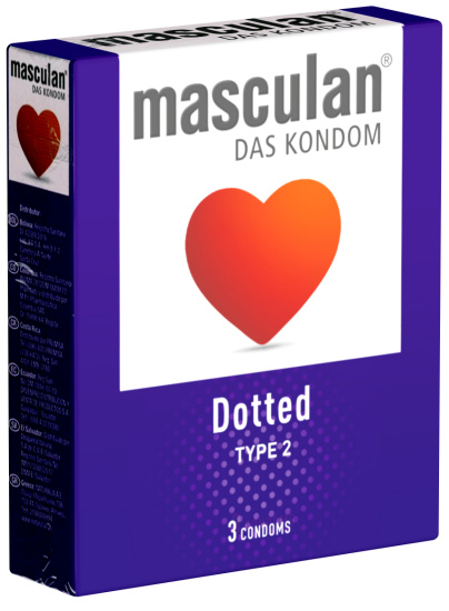 Masculan Single: Typ 2 dotted condoms, 3 pcs