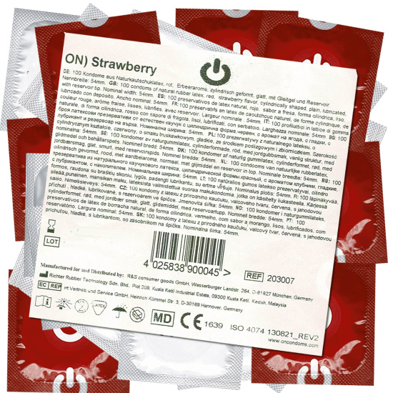On) Bulk-Pack: Strawberry 100 red condoms